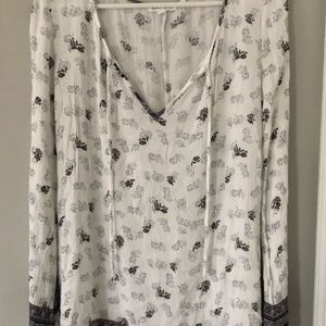 Socialite Boho Trend White Purple Blue Top Medium